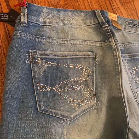 NWT Seven Luxe Premium Denim Light Wash Blue Jeans, Boot Cut, Sz 14 - Picture 3 of 15